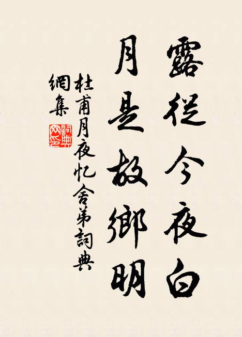 杜甫露从今夜白，月是故乡明。书法作品欣赏