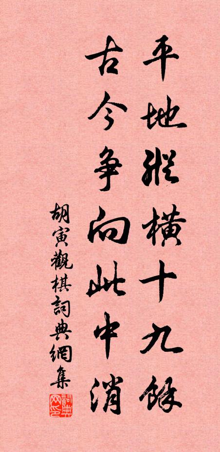 胡寅平地纵横十九余，古今争向此中消书法作品欣赏