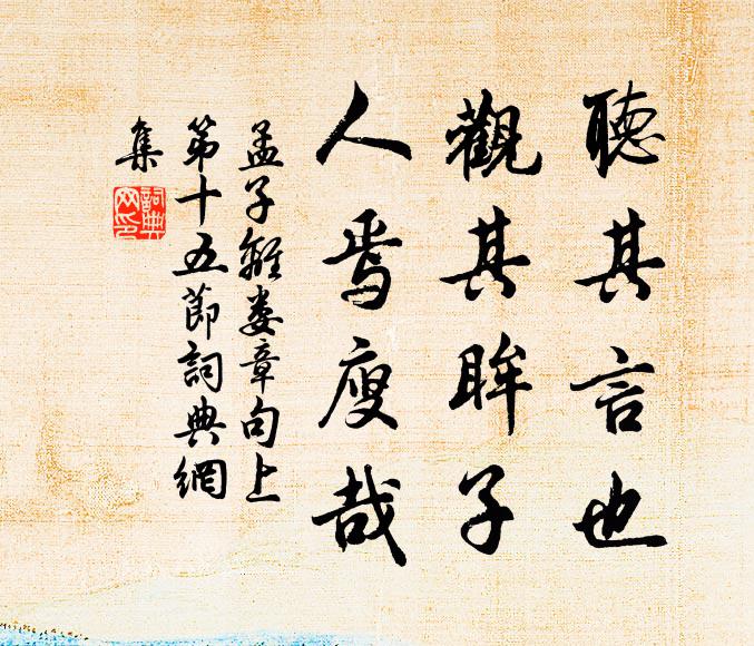 孟子听其言也，观其眸子，人焉廋哉？书法作品欣赏