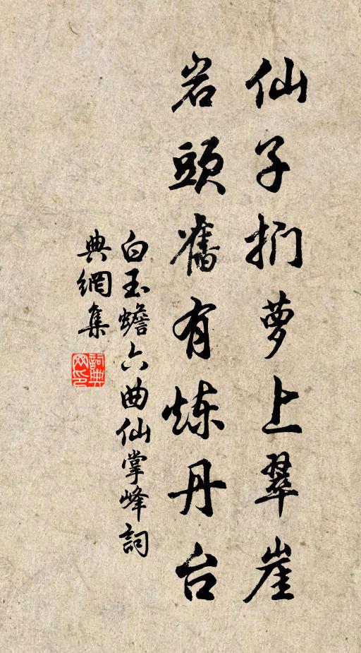 白玉蟾仙子扪萝上翠崖，岩头旧有炼丹台书法作品欣赏