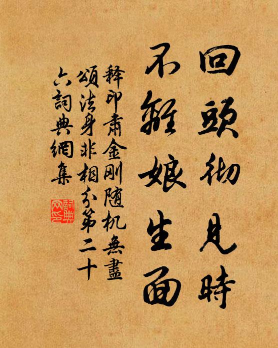 释印肃回头彻见时，不离娘生面书法作品欣赏