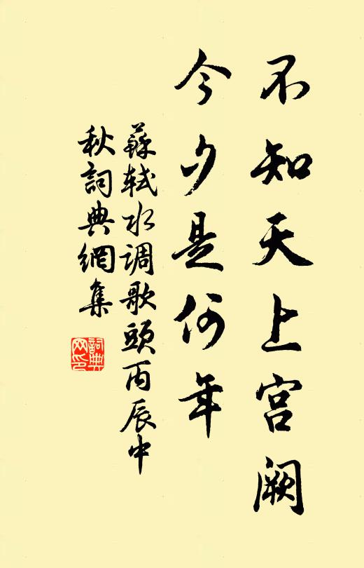 苏轼不知天上宫阙,今夕是何年。书法作品欣赏