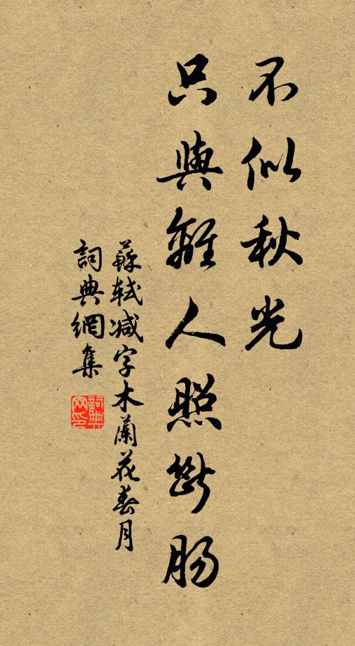苏轼不似秋光，只与离人照断肠。书法作品欣赏