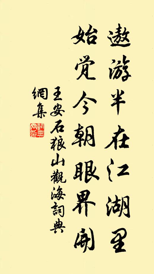 王安石遨游半在江湖里，始觉今朝眼界开书法作品欣赏
