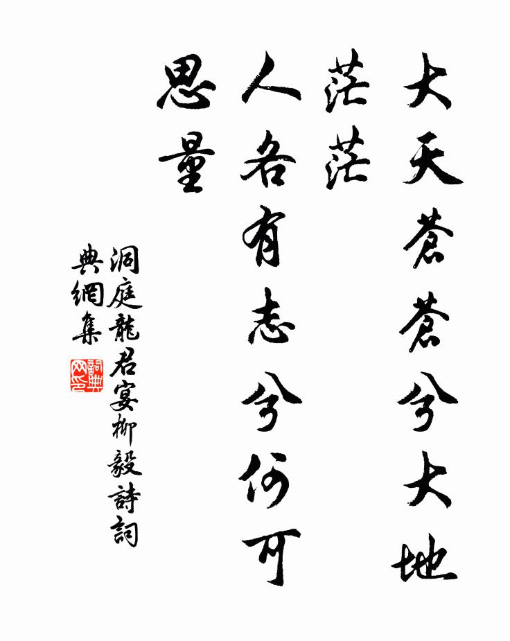 洞庭龙君大天苍苍兮大地茫茫，人各有志兮何可思量书法作品欣赏