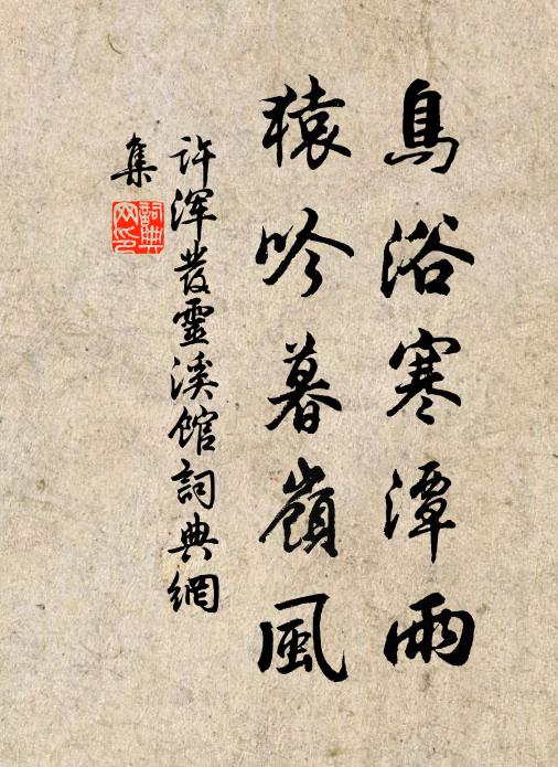 许浑鸟浴寒潭雨，猿吟暮岭风书法作品欣赏