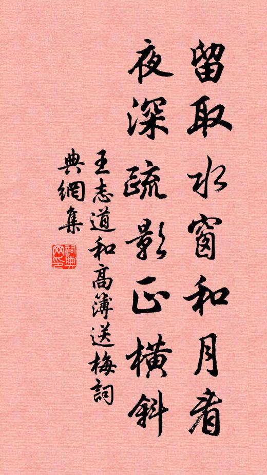 王志道留取水窗和月看，夜深疏影正横斜书法作品欣赏