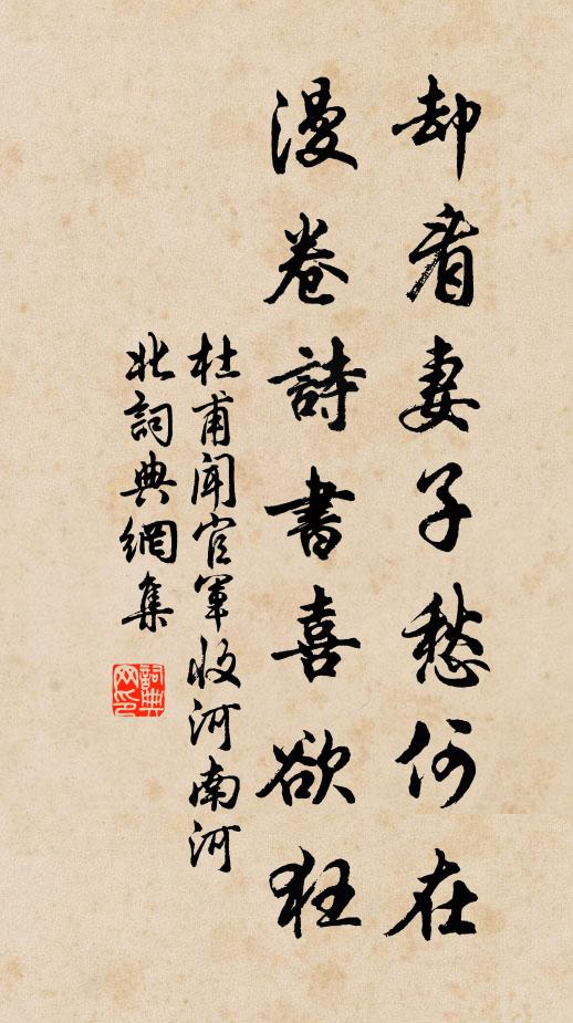 杜甫却看妻子愁何在，漫卷诗书喜欲狂书法作品欣赏