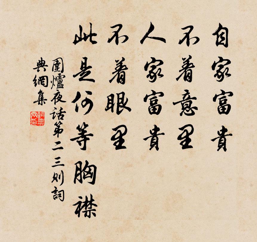 王永彬自家富贵，不着意里，人家富贵，不着眼里，此是何等胸襟书法作品欣赏