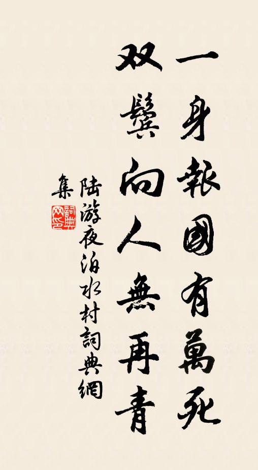 陆游一身报国有万死,双鬓向人无再青。书法作品欣赏