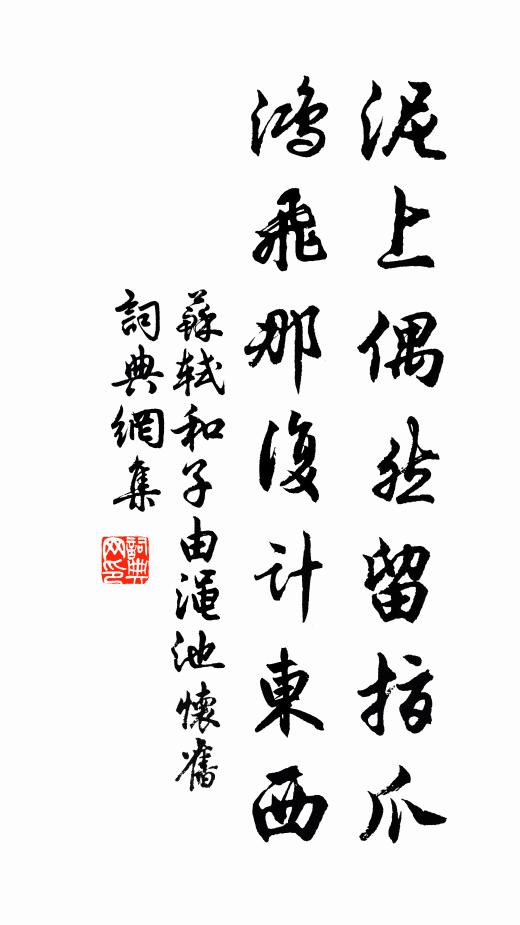 苏轼泥上偶然留指爪,鸿飞那复计东西。书法作品欣赏