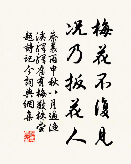 蔡襄梅花不复见，况乃扳花人书法作品欣赏