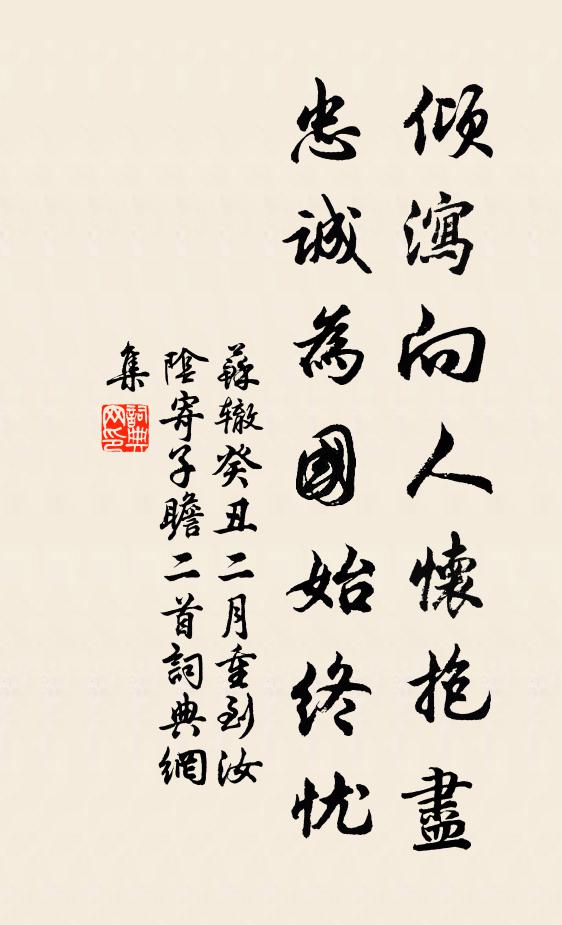 苏辙倾泻向人怀抱尽，忠诚为国始终忧书法作品欣赏