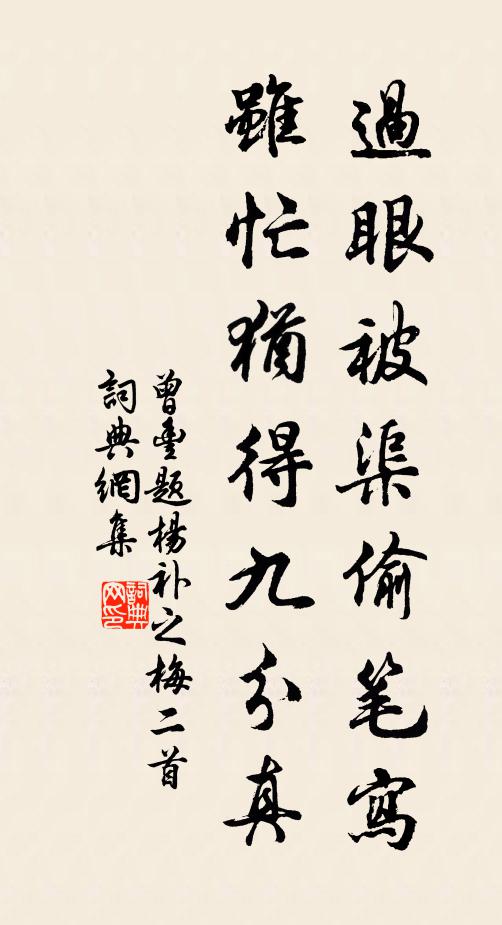 曾丰过眼被渠偷笔写，虽忙犹得九分真书法作品欣赏