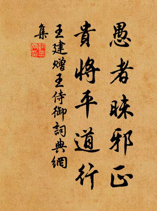王建愚者昧邪正，贵将平道行书法作品欣赏