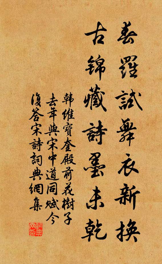 韩维春罗试舞衣新换，古锦藏诗墨未乾书法作品欣赏