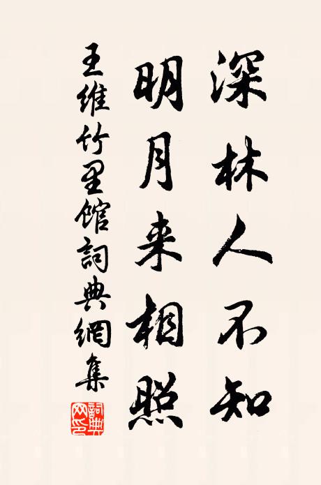 王维深林人不知，明月来相照。书法作品欣赏