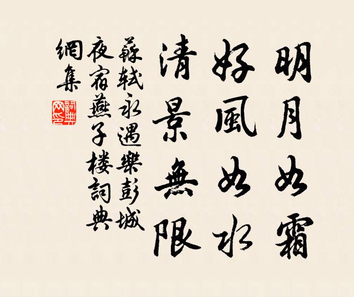 苏轼明月如霜,好风如水,清景无限。书法作品欣赏