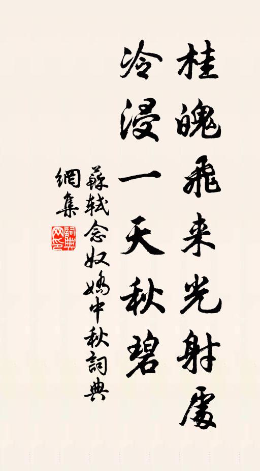 苏轼桂魄飞来光射处,冷浸一天秋碧。书法作品欣赏
