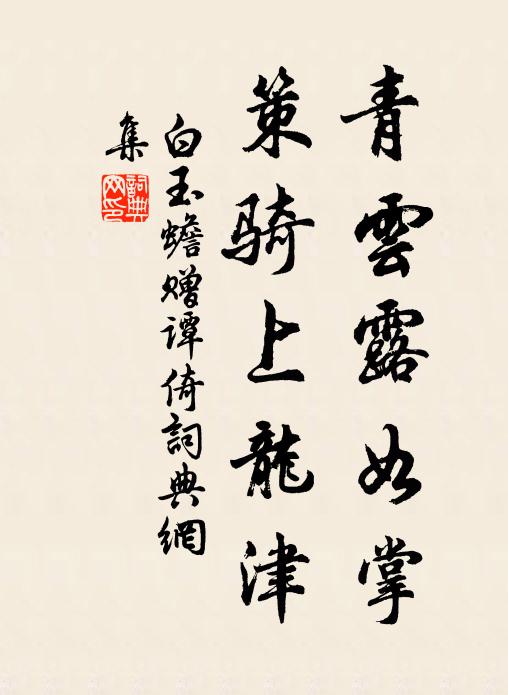 白玉蟾青云露如掌，策骑上龙津书法作品欣赏