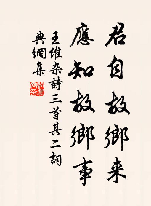 王维君自故乡来，应知故乡事。书法作品欣赏