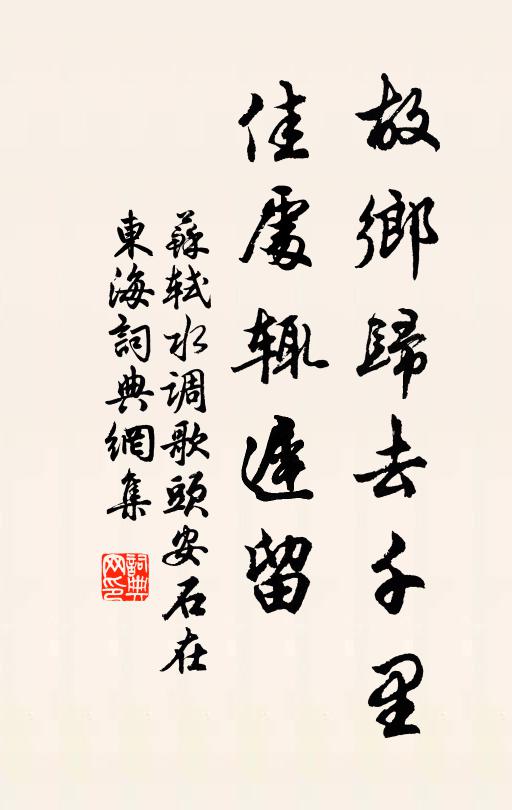 苏轼故乡归去千里,佳处辄迟留。书法作品欣赏