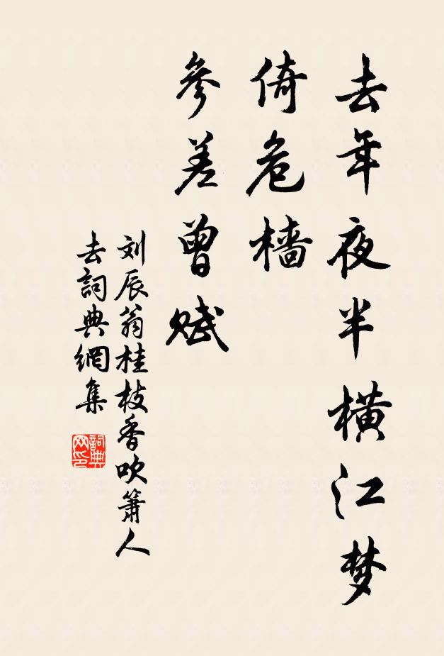 刘辰翁去年夜半横江梦，倚危樯，参差曾赋书法作品欣赏