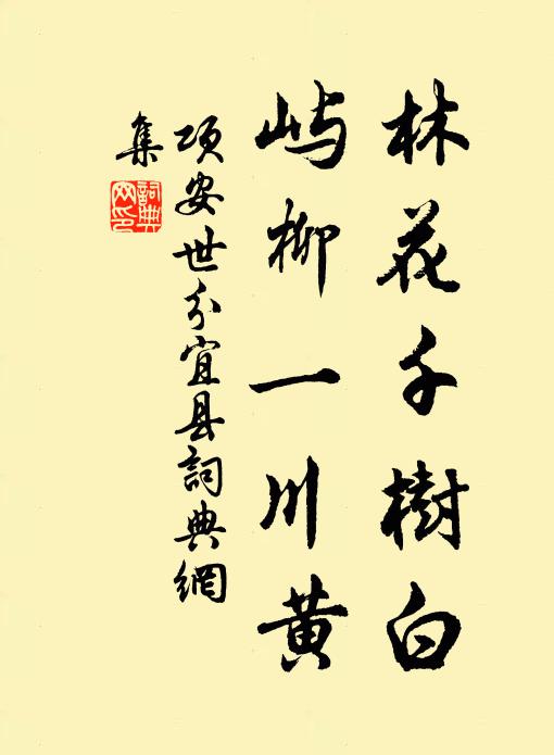 项安世林花千树白，屿柳一川黄书法作品欣赏