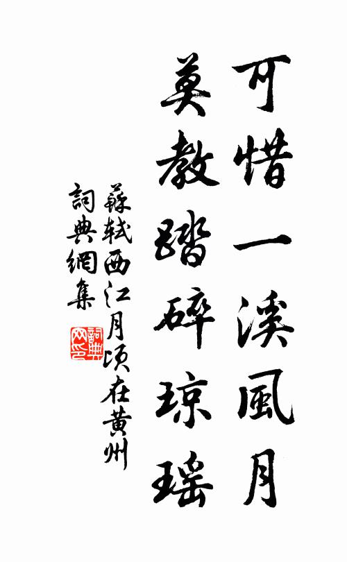 苏轼可惜一溪风月，莫教踏碎琼瑶。书法作品欣赏