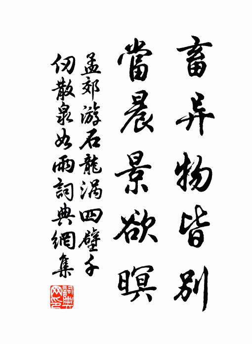 孟郊畜异物皆别，当晨景欲暝书法作品欣赏