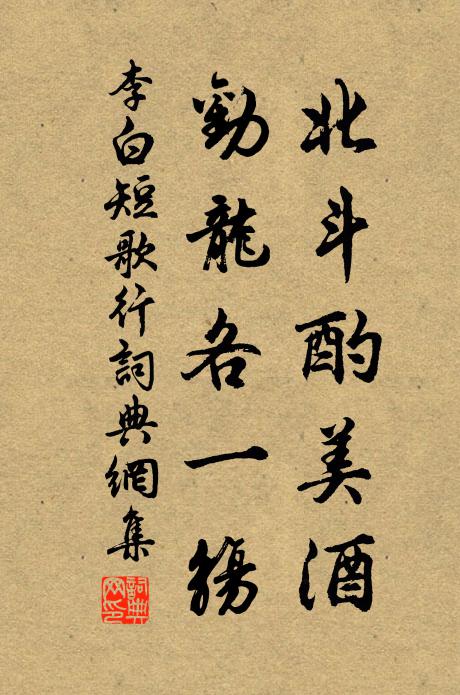 李白北斗酌美酒,劝龙各一觞。书法作品欣赏