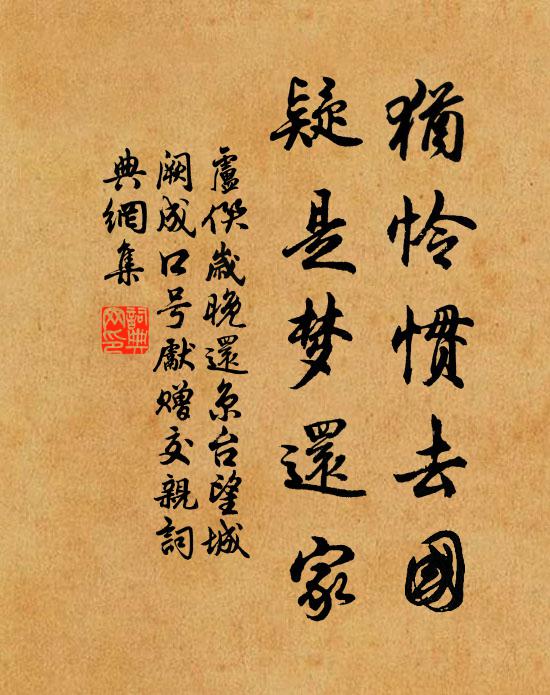 卢僎犹怜惯去国，疑是梦还家。书法作品欣赏