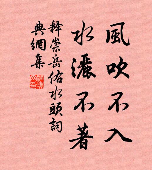 释崇岳风吹不入，水洒不著书法作品欣赏
