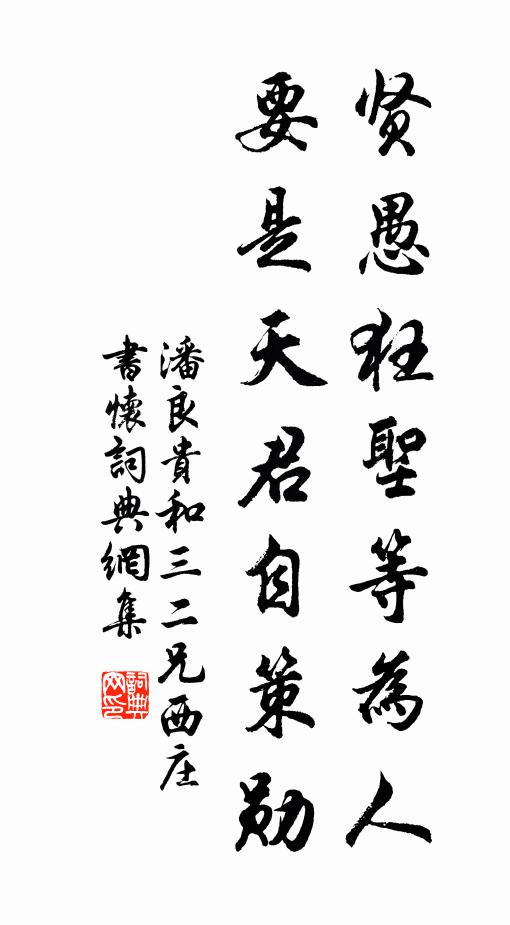潘良贵贤愚狂圣等为人，要是天君自策勋书法作品欣赏