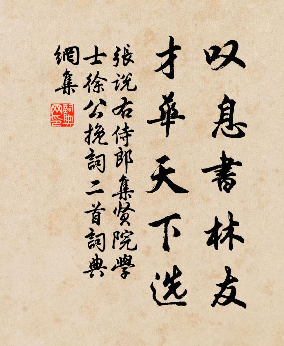 张说叹息书林友，才华天下选书法作品欣赏