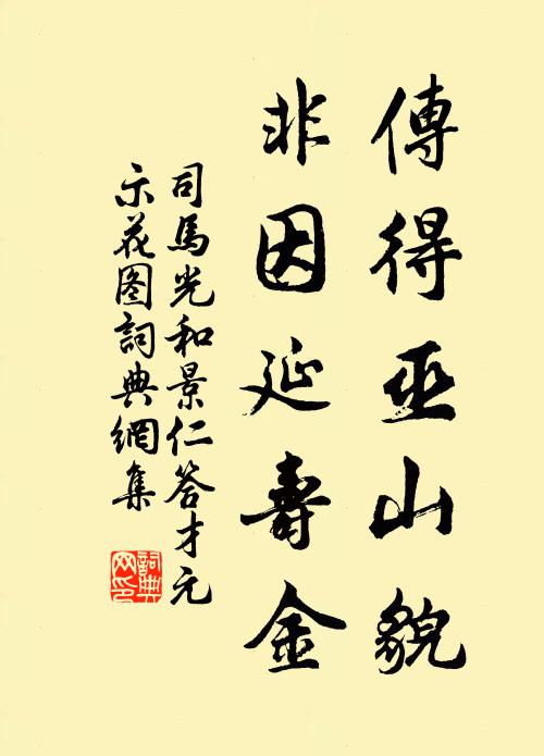司马光传得巫山貌，非因延寿金书法作品欣赏