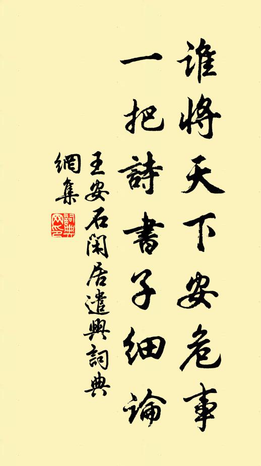 王安石谁将天下安危事，一把诗书子细论书法作品欣赏