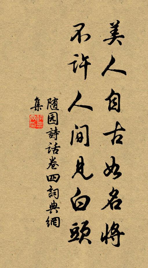 袁枚美人自古如名将，不许人间见白头。书法作品欣赏