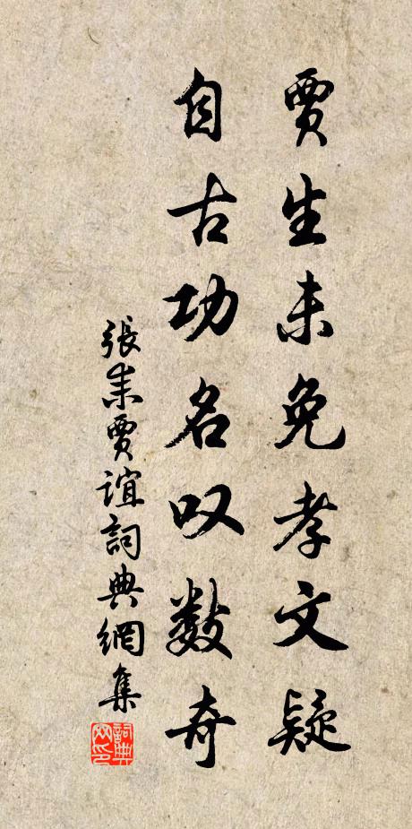 张耒贾生未免孝文疑，自古功名叹数奇书法作品欣赏