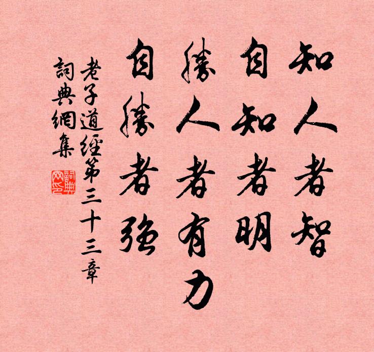 老子知人者智，自知者明。胜人者有力，自胜者强。书法作品欣赏