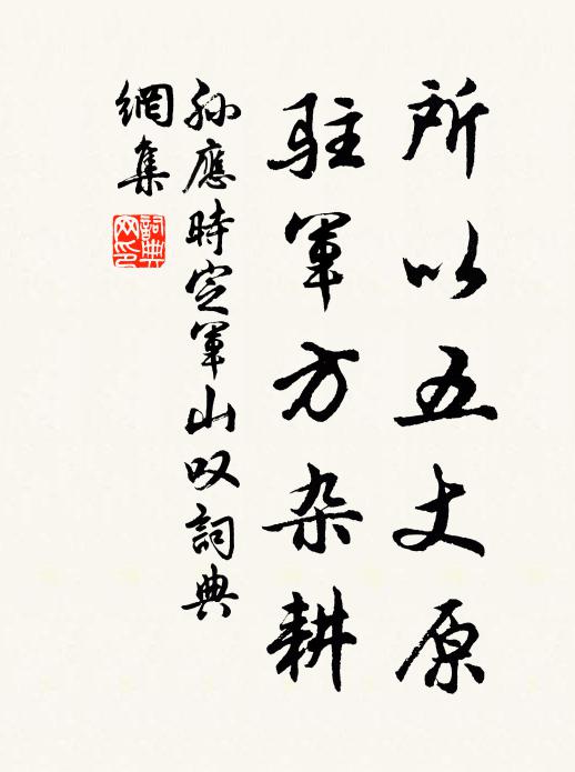 孙应时所以五丈原，驻军方杂耕书法作品欣赏