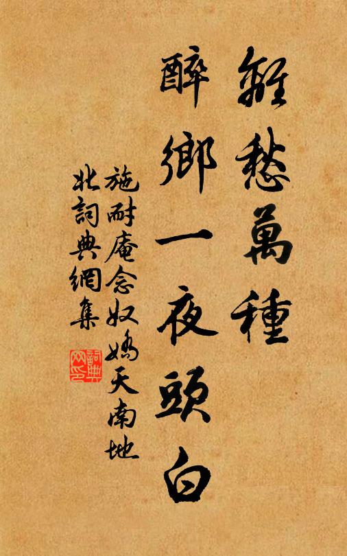 施耐庵离愁万种,醉乡一夜头白。书法作品欣赏
