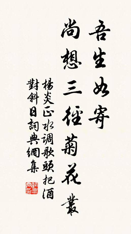杨炎正吾生如寄,尚想三径菊花丛。书法作品欣赏