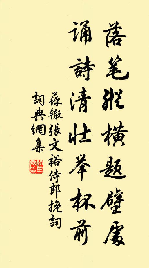 苏辙落笔纵横题壁处，诵诗清壮举杯前书法作品欣赏