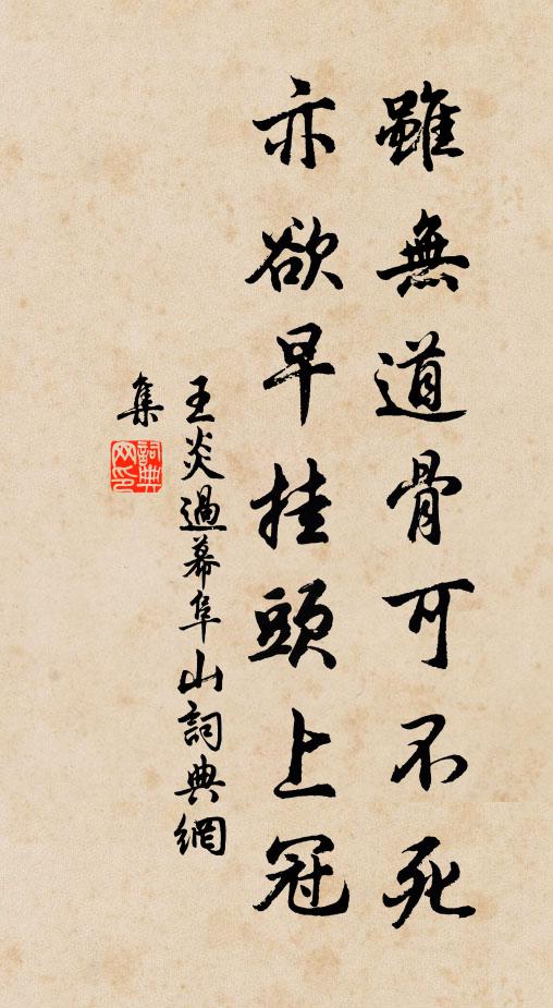 王炎虽无道骨可不死，亦欲早挂头上冠书法作品欣赏