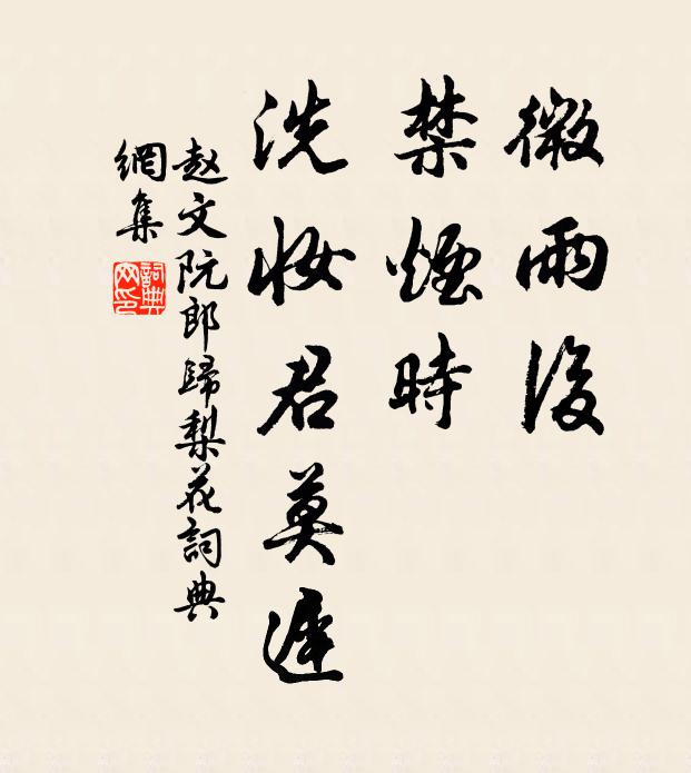 赵文微雨后，禁烟时，洗妆君莫迟书法作品欣赏