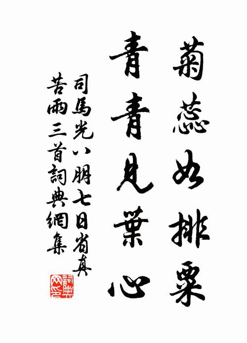 司马光菊蕊如排粟，青青见叶心书法作品欣赏