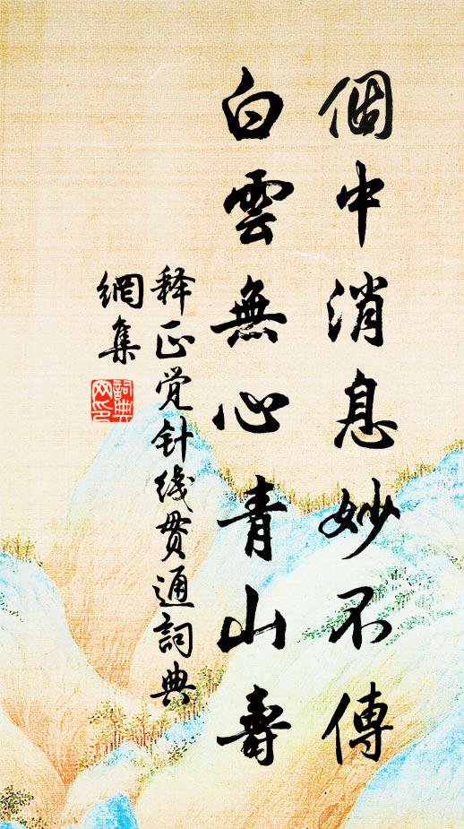 释正觉个中消息妙不传，白云无心青山寿书法作品欣赏