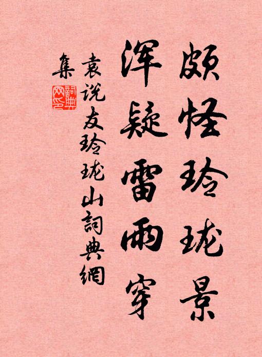 袁说友颇怪玲珑景，浑疑雷雨穿书法作品欣赏