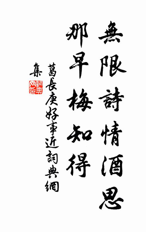 葛长庚无限诗情酒思，那早梅知得书法作品欣赏
